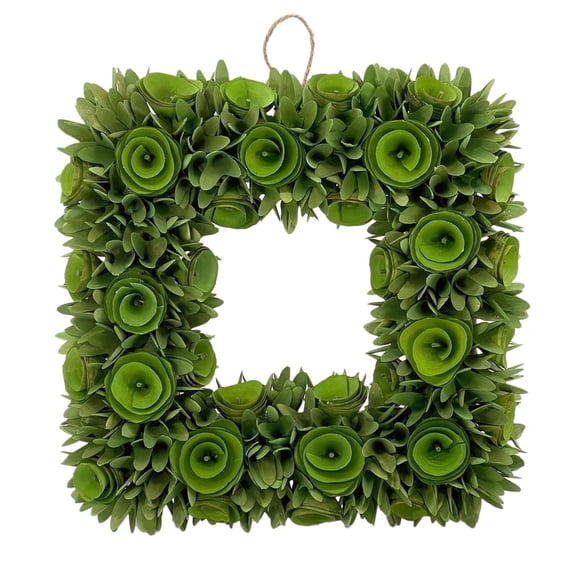Galt International 19‚Äù Woodchip Rose Wreath - Intricate Front Door Wreath - Beautiful Indoor and Outdoor Wreath for Any Season - 19‚Äù Square Wreath (Green)
