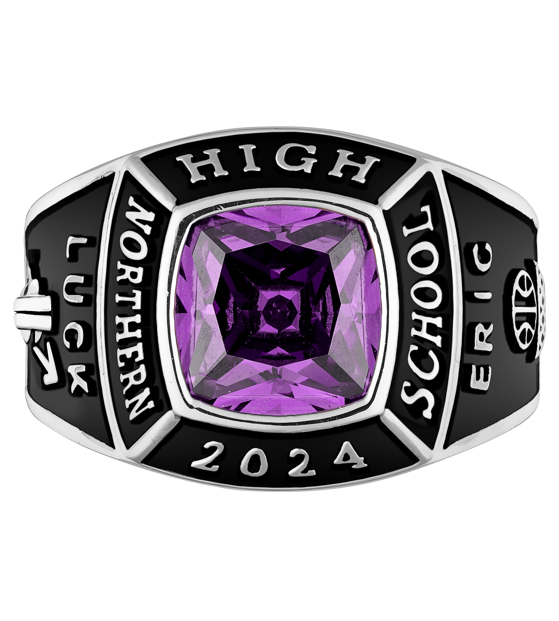 Order Now for 2025 Graduation, Freestyle Men's Platinum Plated Classic Square Birthstone Class Ring, Personalized, High School or College Graduation