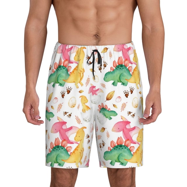 Fotbe Cute Baby Dinosaurs Pantalones Cortos de Pijama para Hombre, Ropa de Dormir, Pantalones de Pijama Cortos para Hombre-X-Large