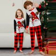 thumbnail image 4 of Yuaguia Family Matching Christmas Pajamas, Gnome with Christmas Lights Print Black Raglan Long Sleeve Top and Red Black Buffalo Plaid Lounge Pants Sleepwear Set, Kids 6 Years, 4 of 8