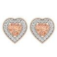 thumbnail image 3 of 1.05 Carat (ctw) Sterling Silver Heart Cut Morganite & Round Cut White Diamond Ladies Halo Stud Earrings 1 CT, 3 of 4