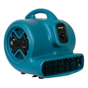 XPOWER X-600A 1/3 HP 2400 CFM 3 Speed Air Mover, Carpet Dryer, Floor Fan, Blower with Build-in GFCI Power Outlets - Blue