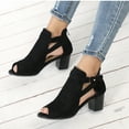 thumbnail image 6 of Womens Clearance under $10 Black and Friday Deals 2023 asdoklhq Wedge Sandals for Women,Women's Plus Size Suede Chunky Heel Buckle Sandals Round Head Fish Mouth Shose, 6 of 9