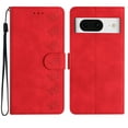 thumbnail image 1 of SaniMore Case for Google Pixel 8 6.3" 2023, [Card Slots + Cash Pocket] Removeable Wrist Strap PU Leather Embossed Butterfly Flip Kickstand Magnetic Clasp Full Body Protective Shell, Red, 1 of 9