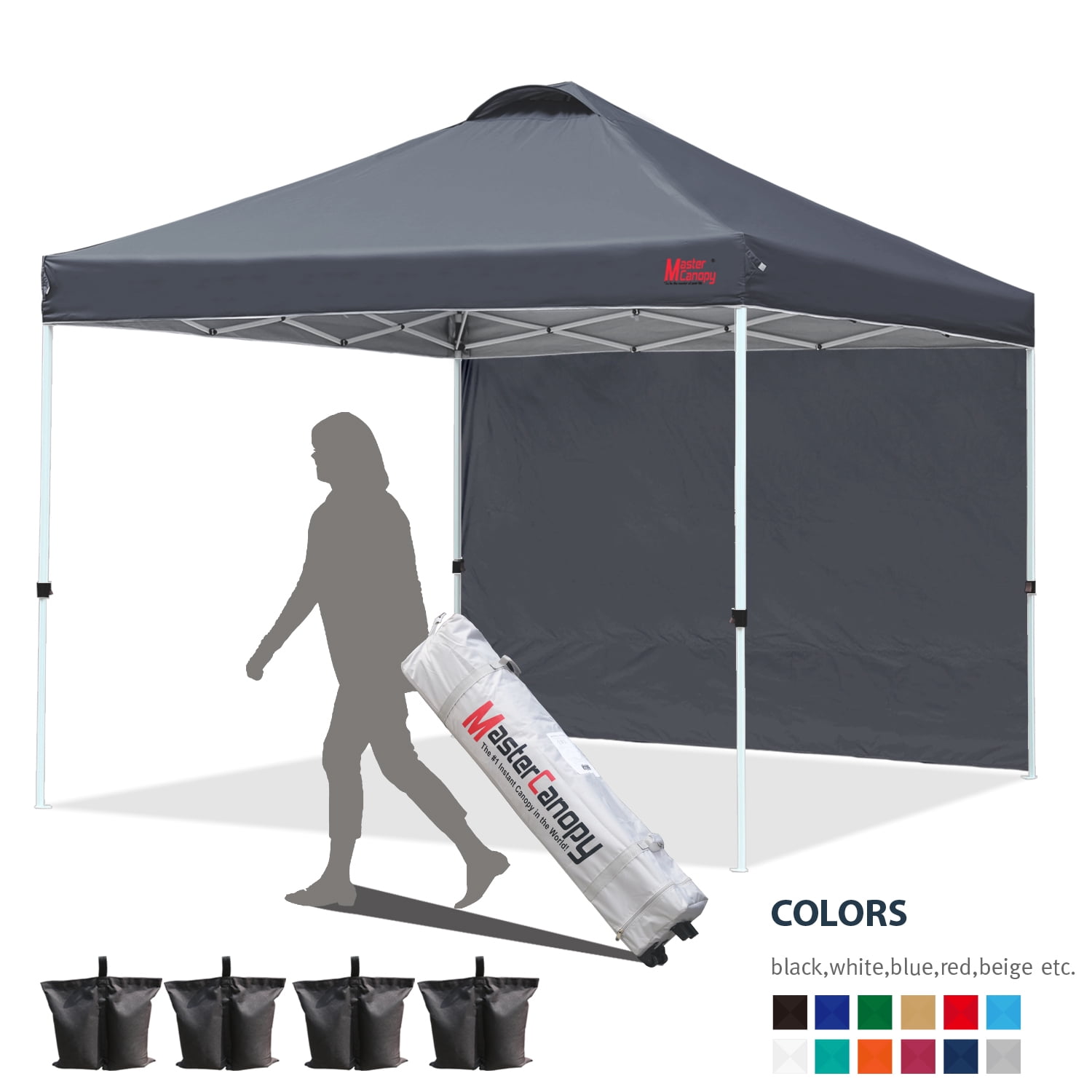 12X12,White MASTERCANOPY Portable Pop Up Canopy Tent Beach Canopy with Large Base 