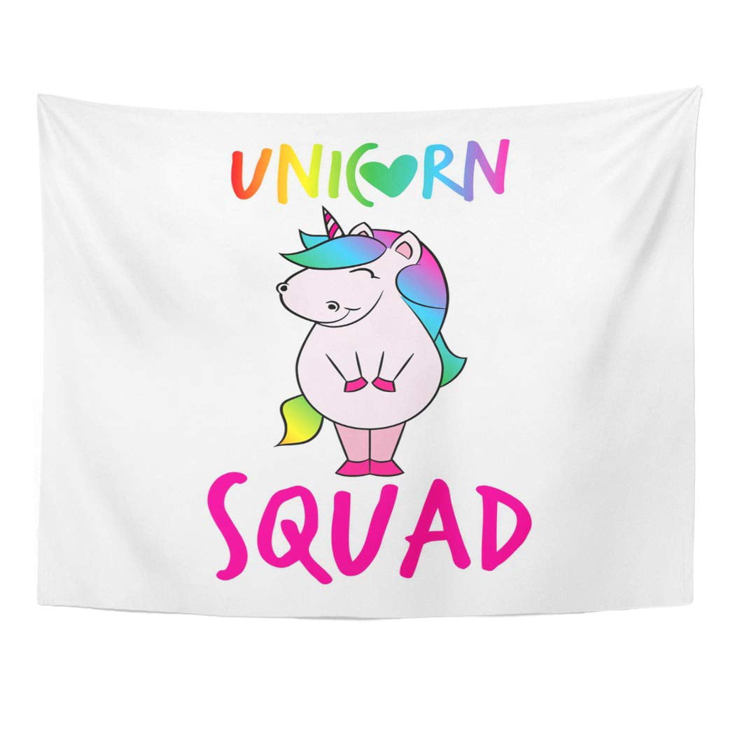 UFAEZU Colorful Unicorn Squad Funny Text Quotes and Drawing Lettering Cute  Girl Horse Character on Pink Wall Art Hanging Tapestry Home Decor for  Living Room Bedroom Dorm 60x80 inch 