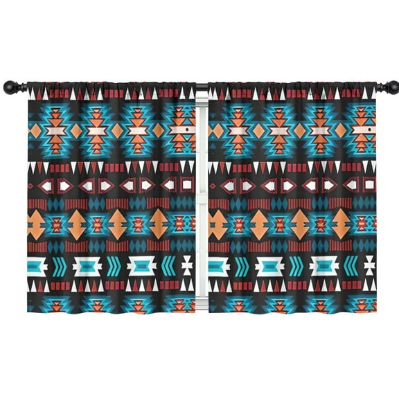 Blackout Kids Curtains,Blue and Orange Geometric Boho Pattern Childrens Insulated Curtains Set Of 2,Bedroom Essentials,Toddler Room Decor 42x54in(106x137cm)