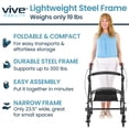 thumbnail image 2 of Andador de acero Vive Mobility con asiento - Andador plegable, estrecho y con ruedas para personas mayores en espacios reducidos - Andador ligero de 4 ruedas para adultos, fácil de manejar, con espaci, 2 of 5