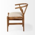 thumbnail image 3 of Maklaine Wood Dining Chair with Padded Fabric Seat in Brown, 3 of 8