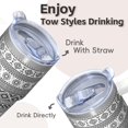 thumbnail image 4 of Bohemian Design 20oz Tumbler with Lids and Straws, Double Wall Vacuum Insulated Stainless Steel Coffee Travel Mug, Leakproof, 4 of 5