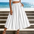 thumbnail image 2 of Women's Tennis Skirts Women Summer Striped High Waisted A Line Elastic Waist Flowy Ankle Beach Skirt Purple XL, 2 of 4