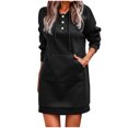 thumbnail image 2 of Ftwytp Women Hoodies Dress Button Sweatshirts Dress Casual Long Sleeve Tunic Dress Oversized Sweatshirts with Pocket Christmas Solid Women Long Sleeve Hooded Sweatshirt Ladies Dress, 2 of 7