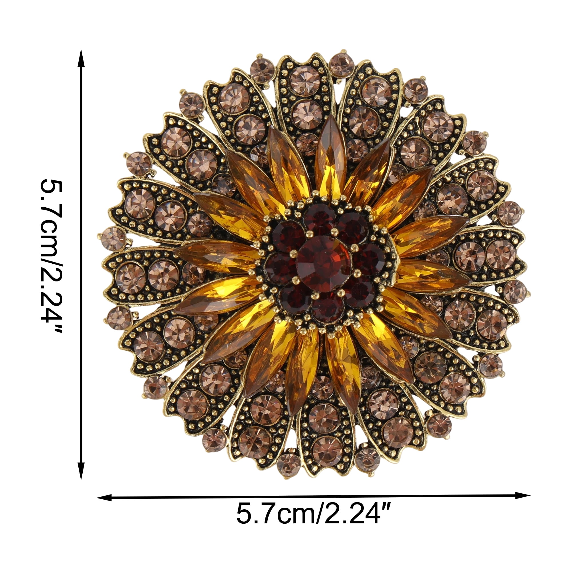 Unique Bargains Elegant Sunflower Rhinestone Brooch for Fashionable Accessories Coffee
