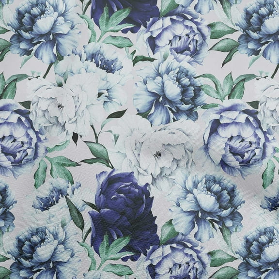 oneOone Cotton Flex Dark Blue Fabric Floral Sewing Material Print Fabric By The Yard 40 Inch Wide-YM