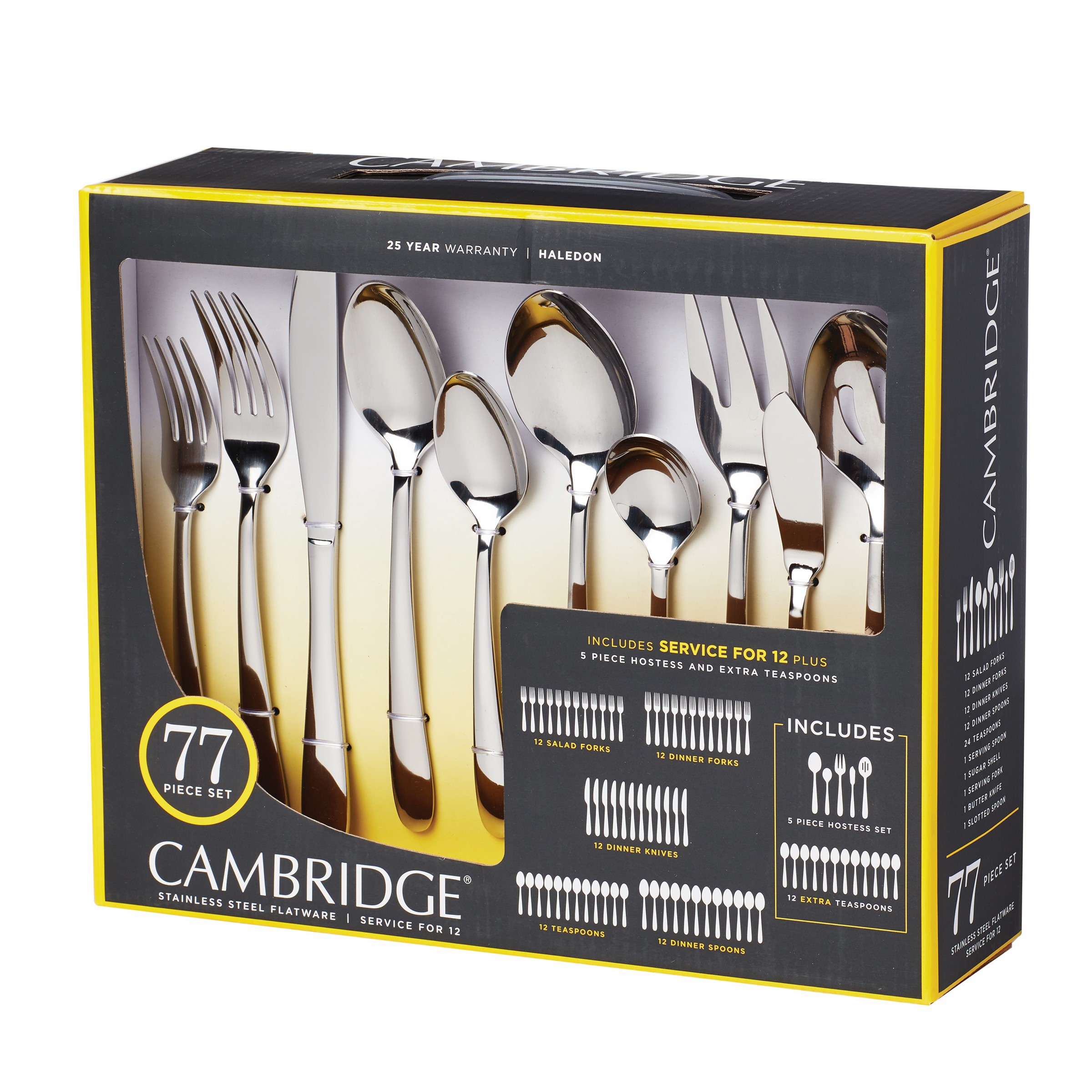 Cambridge Haledon Mirror 77-Piece Flatware Set, Service for 12 photo 5