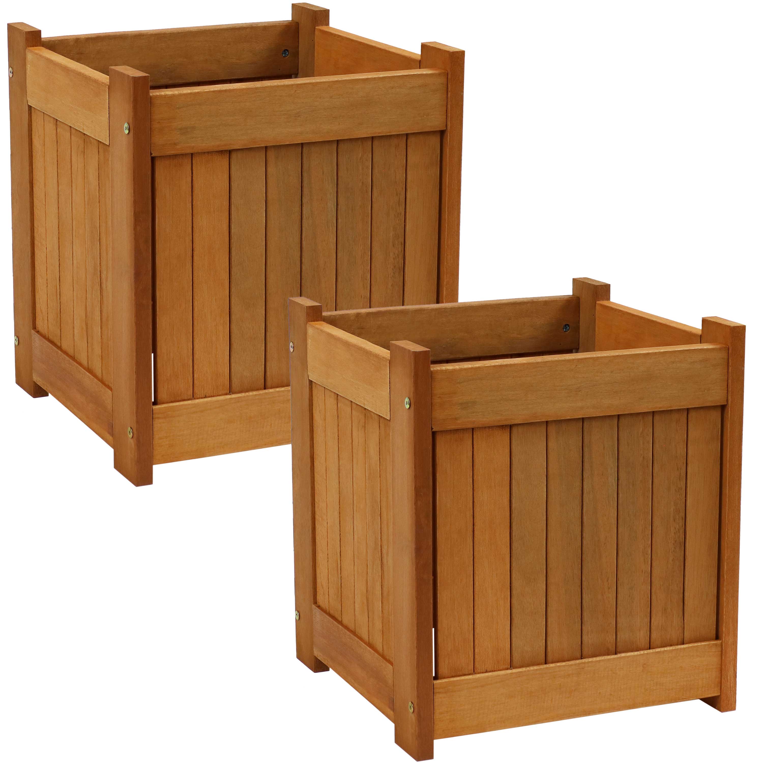 Sunnydaze Meranti Wood Outdoor Planter Box with Teak Oil Finish