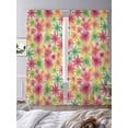 thumbnail image 3 of Summer Watercolor Flowers Sheer Curtains 2 Panels Set Colorful Floral Linen Background Sheer Window Curtains Light Filtering Rod Pocket Voile Drapes for Bedroom Living Room 52"X96", 3 of 9