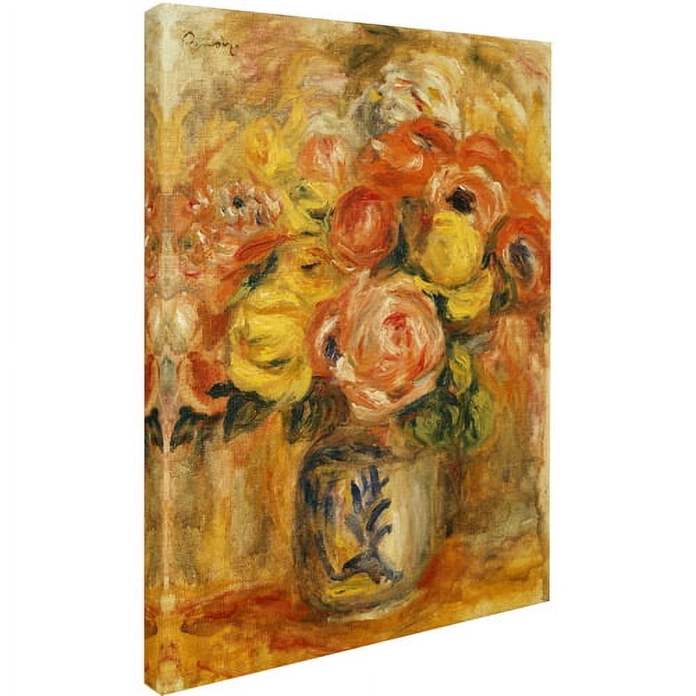 Trademark Fine Art "Fleurs Dans Un Vase Bleu et Blanc" Canvas Art by Pierre-Auguste Renoir