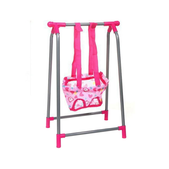 Jierger Doll Stroller and Furniture Accessories Set - Foldable Nursery Stroller, Dining Chair, Rocking Chair and Swing for Dolls, Lightweight Doll Toy for Kids (Doll Not Included)