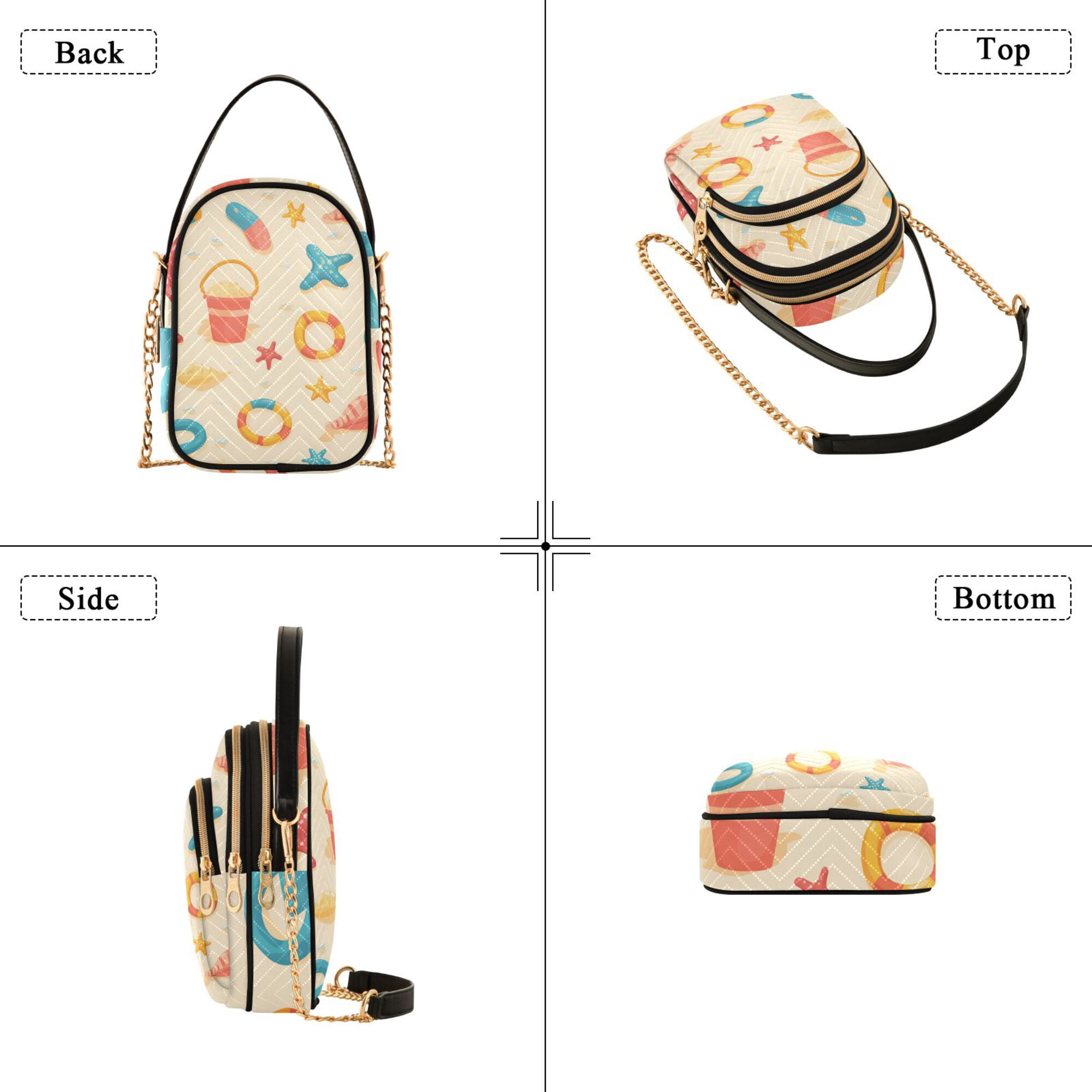 FORMRS Crossbody Bag for Women Quilted Travel Shoulder Cell Phone Purse with Chain Strap Handbag, Beach Pattern