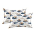 thumbnail image 2 of Haosy Satin Pillowcase for Hair and Skin Standard Cooling Silk Pillow Case with Envelope Closure Bears Sleep on Cloud Moon 20"x30", 2 of 9