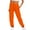 Orange, variant on Ladies Solid Color Drawstring Elastic Waist Casual Loose Foot Sweatpants Stretchy Waist Track Pants Zipper Womens Sports Pants Womens Casual Drawstring Pants Yoga Pants Elastic Pants Women