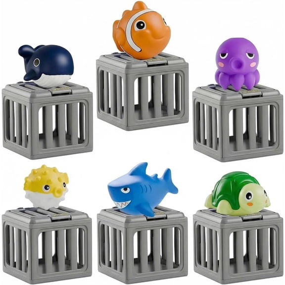 Underwater Dive Rescue Set, Pool Diving Activity with Fish Box & Floating Animals, Colorful Swimming Training, Summer Water Adventure Kit