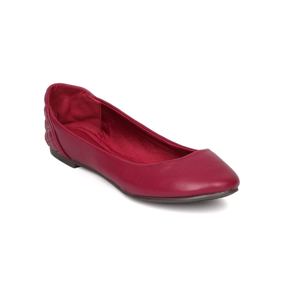 New Breckelles Abby-23 Women Leatherette Round Toe Quilted Ballet Flat