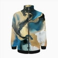 thumbnail image 2 of Abstract Ocean Waves Art Print Jacket Men's Street Cool Long Sleeves Coat Personality Tops Oversized Zipper Jackets Male Clothes, 2 of 7