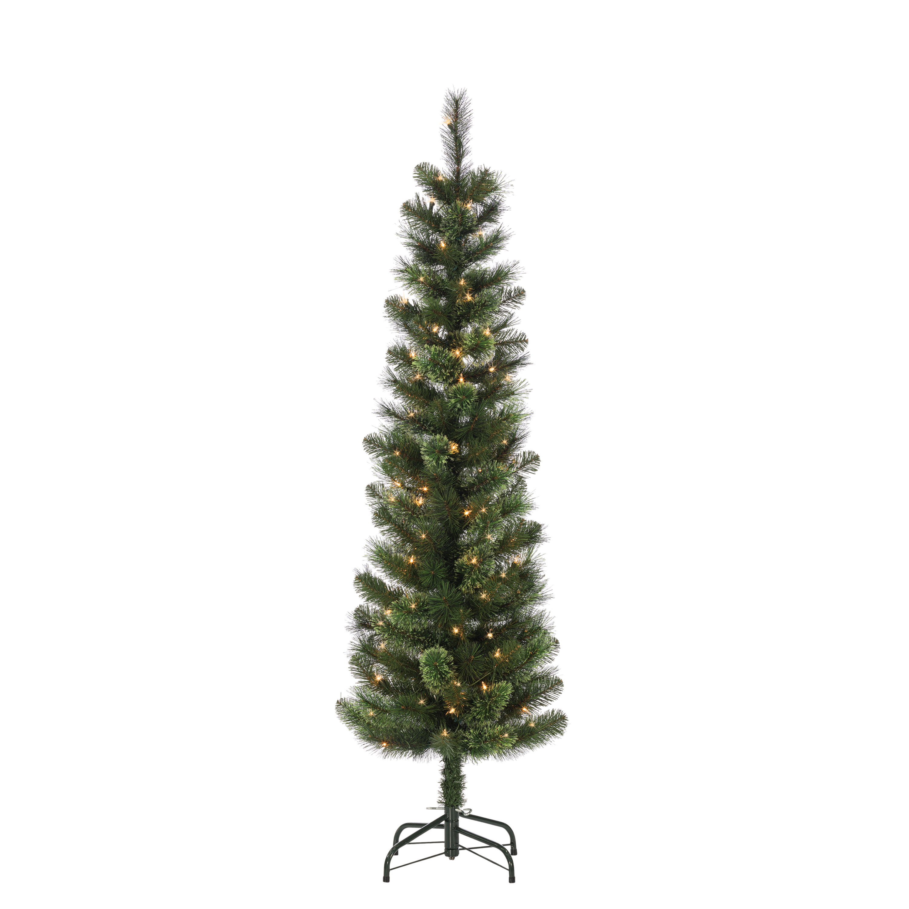 Gerson 6.5Ft. Hard Mixed Needle Cashmere Pencil Tree with 150 Clear