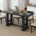 thumbnail image 2 of Dextrus 70" Dining Table for 6–8 People, Farmhouse Rectangular Kitchen Table with Thick Base for Dining Room, Living Room, and Kitchen, Black, 2 of 9