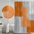 thumbnail image 4 of Small Stall Shower Curtain 48x72 Inch Narrow Half Size Orange Abstract Bath Curtains Bathroom Decor, Grey Geometric Oil Painting Vintage Gradient Waterproof Shower Curtain Set with Hooks 48 Inch, 4 of 6