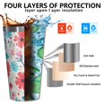 thumbnail image 3 of 16oz Tumblers Pioneer Flower Floral Print Pattern Stainless Steel Vacuum Insulated Double Wall Travel Tumbler Cups Mug with Lid and Straw,Cleaning Brush for Coffee,Tea, 3 of 4