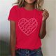 thumbnail image 4 of Pantalones Cortos para las Mujeres Sexy Impreso Suéter Superior, Día de San Valentín Casual Cuello Redondo Blusa Tee, 4 of 5
