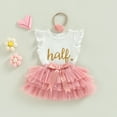 thumbnail image 2 of Douhoow Baby Girl Half Birthday Outfits, Fly Sleeve Lace Romper Tutu Skirt Set, 2 of 8
