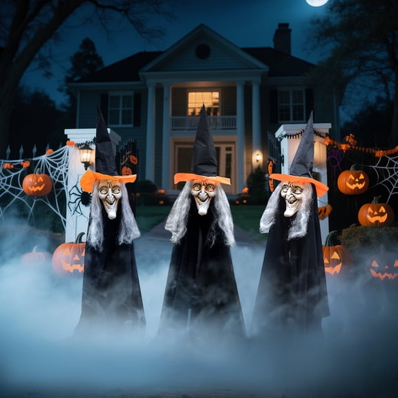 Fun Little Toys 3 Pcs Halloween Witch Decorations, 43" Wicked Witches Decor, Scary Halloween Stakes for Outdoor Graveyard, Garden, Yard, Lawn, Walkway Party Supplies