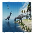 thumbnail image 2 of Ambesonne Animal Shower Curtain, Wild Suchomimus Dinosaur, 69"Wx75"L, Blue Green Grey, 2 of 4