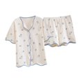 thumbnail image 2 of Conjunto de pijama para mujer, ropa de dormir de manga corta con botones, ropa de dormir de dos piezas, decoración floral, 2 of 8