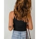 thumbnail image 5 of Camiseta sin mangas con cuello en V, color liso, ajustada, elástica, sin mangas, para mujer, color negro, S, 5 of 5