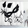 thumbnail image 1 of Ambesonne Mardi Gras Shower Curtain, Classic Flowers Feathers, 69"Wx70"L, Black and White, 1 of 3