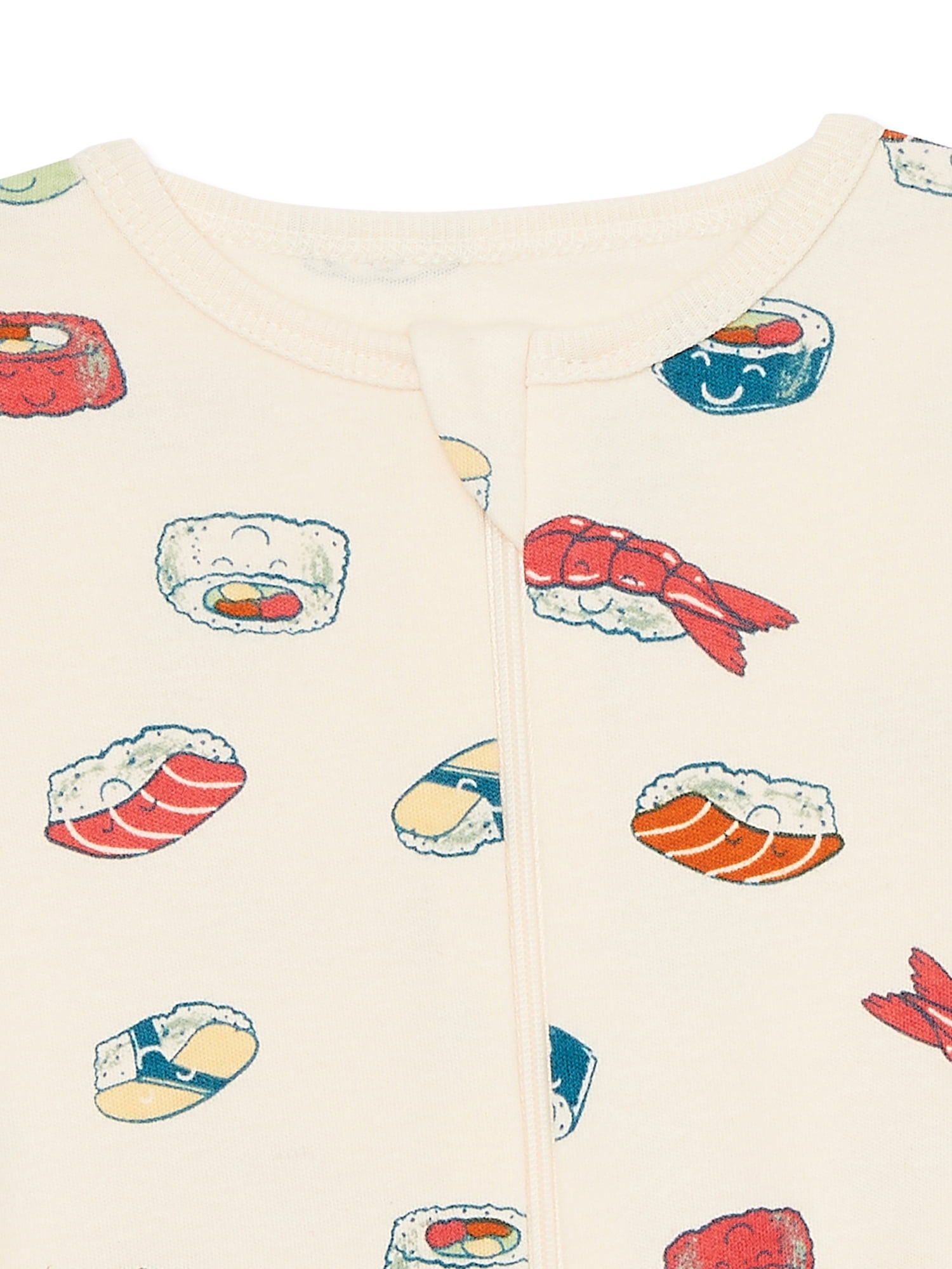 Wonder Nation Unisex 3/6 M Long Sleeve/Neutral Food/Crewneck/Cotton One Piece Sleep N Play, (3-Pack)