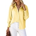 thumbnail image 5 of ClodeEU Women's Lapel Collar Button Down Striped Long Sleeve Shirt,Casual Loose Blouse ,Women's Plus XXL, 5 of 5