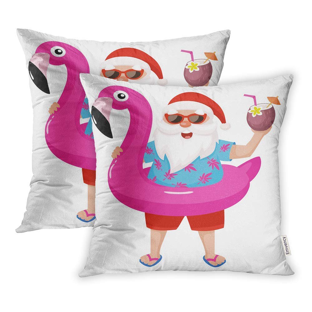 CMFUN Pink Circle Santa Claus Flamingo Inflatable Ring Tropical