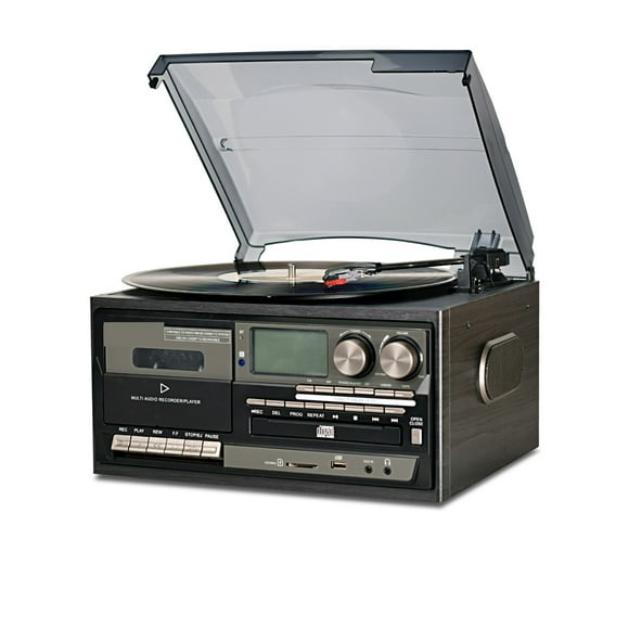 3 Speed Vinyl Record Player Vintage Turntable Bluetooth-compatible CD Cassette Player Speaker AM/FM Radio USB Recorder