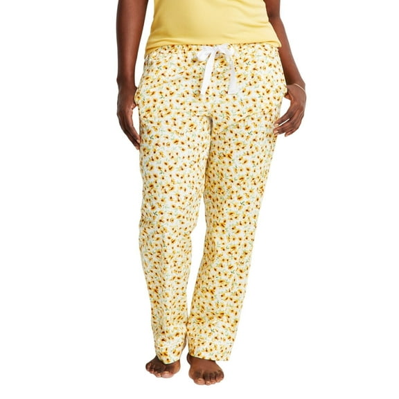 State Of Day Womens Printed Poplin Pajama Pants 100180264MS Cornsilk Yellow 2XL