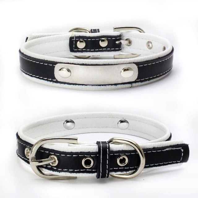 Collar para perro pequeño y cómodo de cuero suave al tacto, acolchado, ajustable, duradero, anillo de lazo de aleación antioxidante