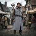 thumbnail image 2 of Zylarhe Mens Tshirts, Men's Hooded Surcoat Tabard Sleeveless Tunic Tops Cloak Spandex T Shirt Men Grey S, 2 of 9