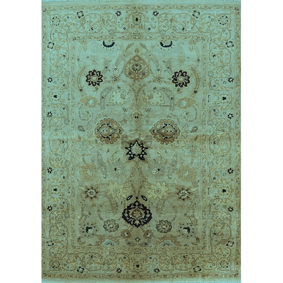 Ahgly Company Indoor Rectangle Oriental Light Blue Industrial Area Rugs, 5' x 8'