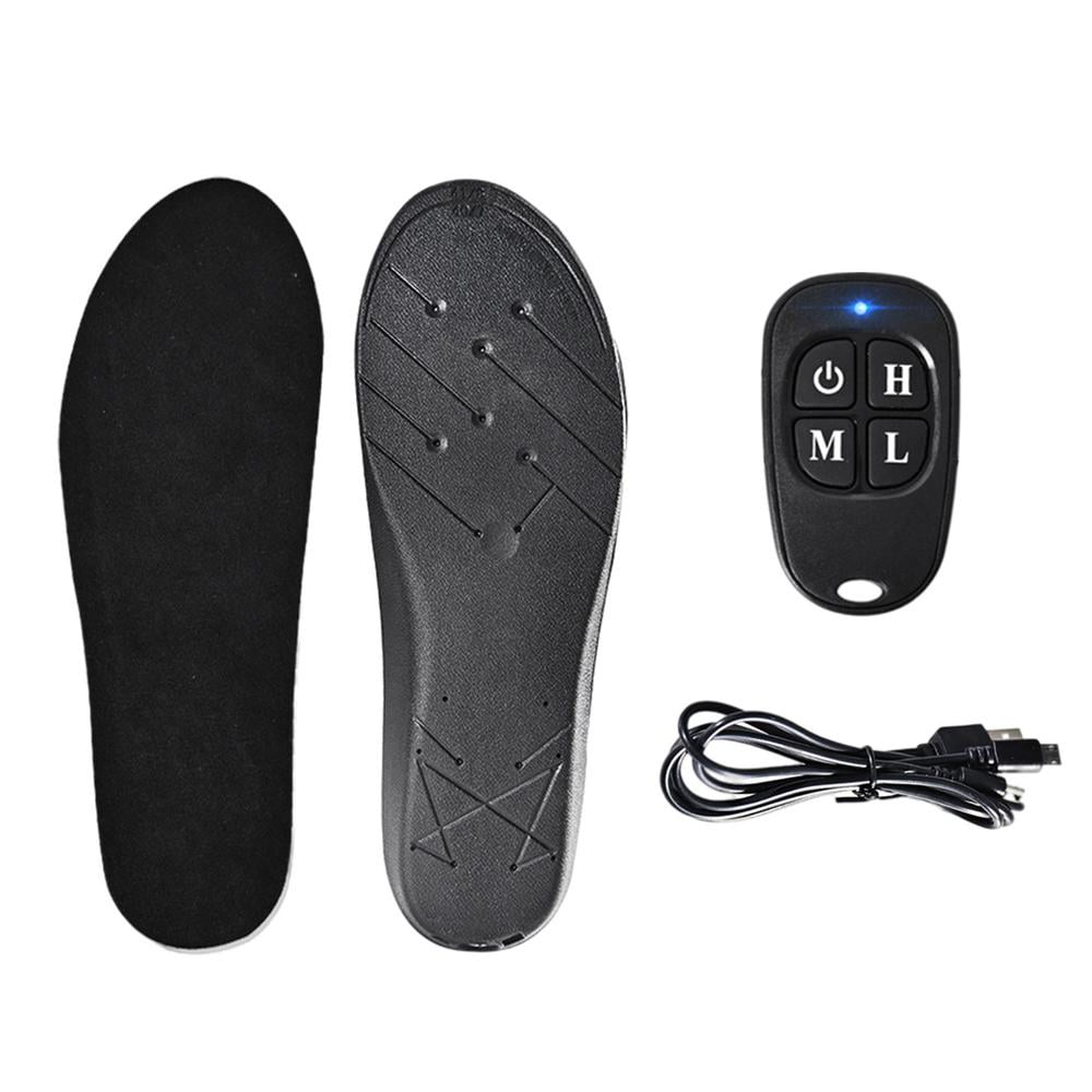 Black H-ONG Heated Insoles Rechargeable Battery Electric Insoles Winter Smart Remote Control Winter Foot Warmer Insoles Shoe Heating Thermal Insole Heater for Outdoor Sports Fishing Hiking