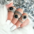 thumbnail image 2 of AYYUFE 5Pcs Vintage Hollow Drop Above Knuckle Women Stacking Midi Rings Set Pub Gift Alloy, Faux Black Stone Multi-color, 2 of 6
